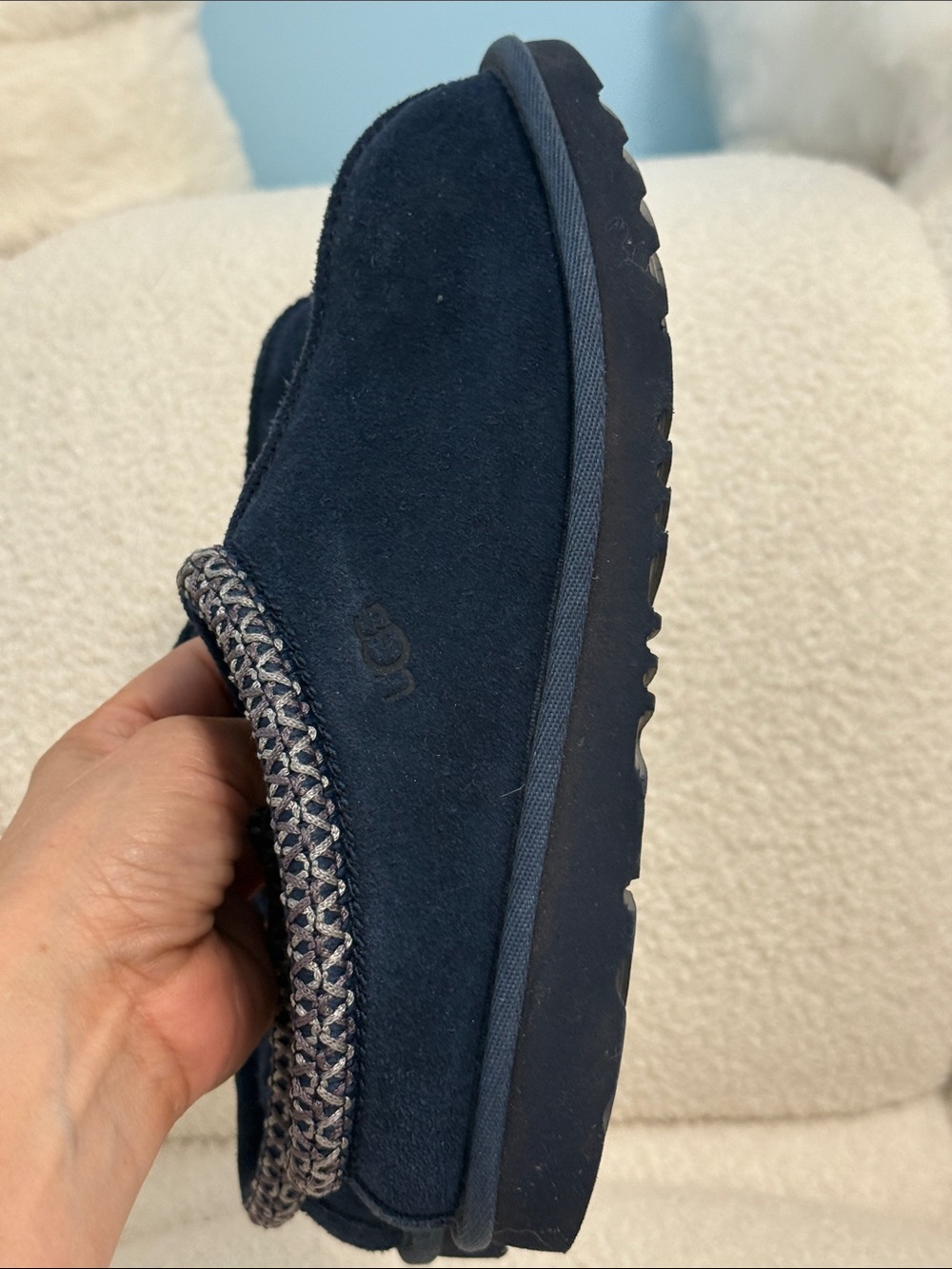 UGG Kids Dark Navy Suede Slip-On Clogs - Picture 11 of 13